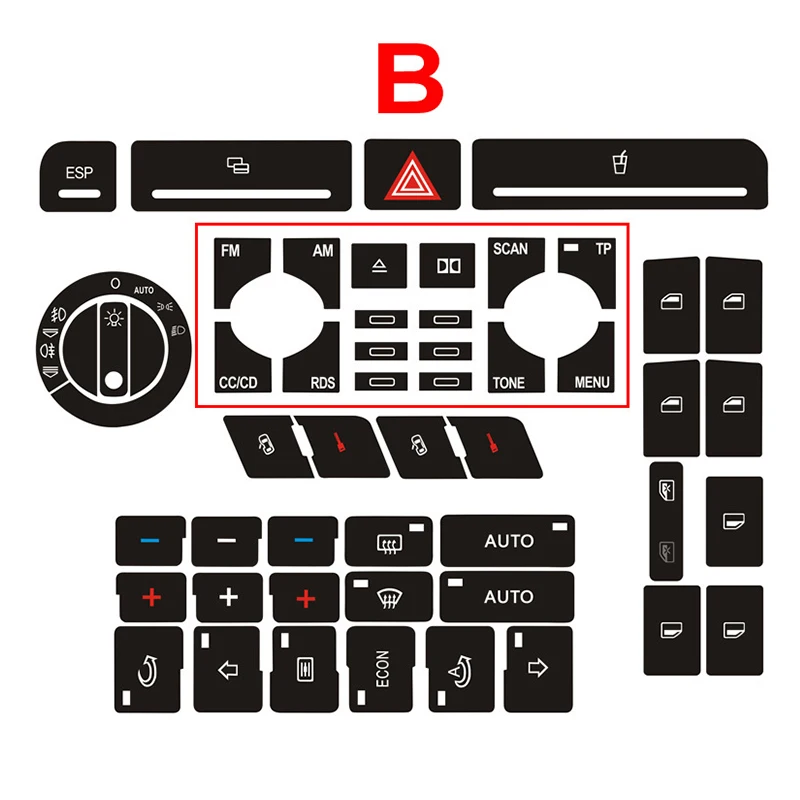 1 Set Car Button Repair Decal Sticker Door Lock Window Air Conditioner Repair For Audi A4 B6 B7/A6/A2 A3 Button Repair Sticker view 3