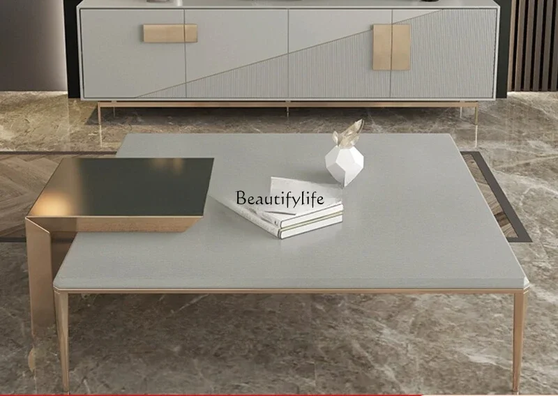 

Italian light luxury high-end coffee table living room home tea table villa square decoration