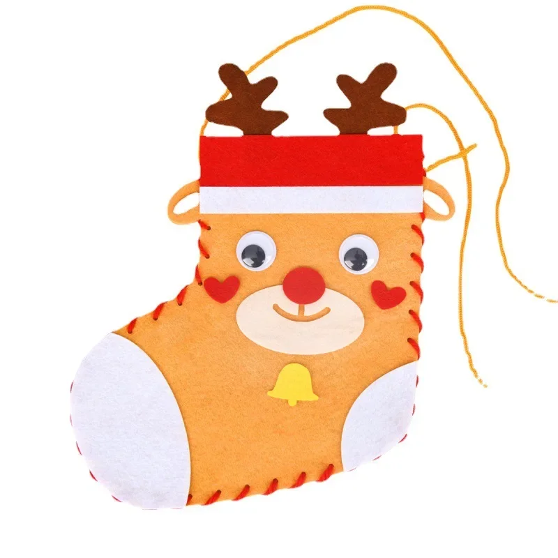 Kinder DIY Weihnachtssocken Material Kit Puzzlespiel Handgemachtes Spielzeug Frühes Lernen Lernspielzeug für Kinder Handwerk Geschenk Weihnachtsdekoration