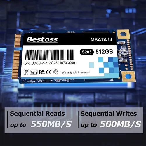 Imagen 2 del producto Bestoss mSata SSD 1 tb 512 gb 256gb Mini Sata 3,0 disco duro 128gb disco duro interno de estado sólido para ordenadores portátiles de escritorio
