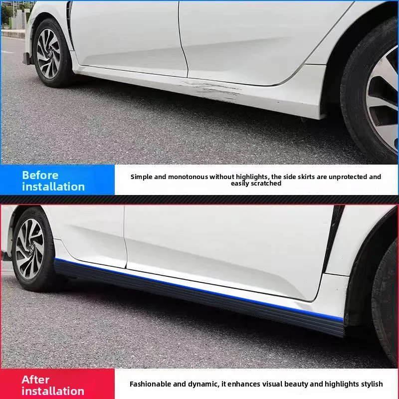 Car Side Skirt Bumper Sticker Universal Body Modification Trim Strips Door Anti-Collision Thickened Shielding Skirts Accessories