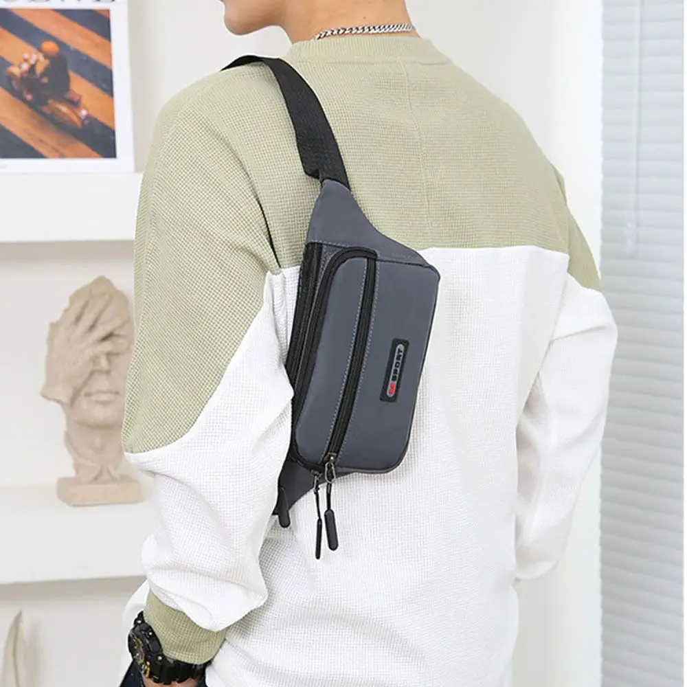 Nylon Men Waist Bag Adjustable Strap Waterproof Sports Shoulder Bag Lightweight Multi-storey Crossbody Bag Daily