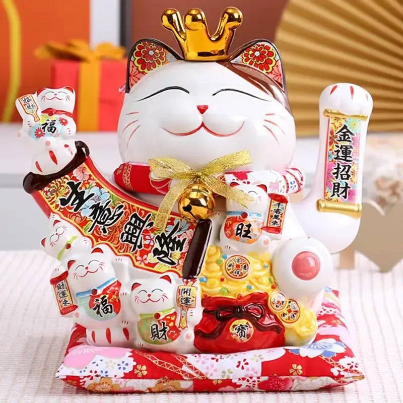 Zhaocai Cat Decoration Opening Store Cashier Home Living Room Ceramic Small Gift Office Automatic Shake Hands