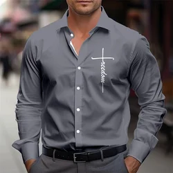 Fashion Men's Jesus Faith Formal Shirt Lapel Button Long Sleeve Casual Business Party Evening Autumn New Shirt 3D Printing Tops