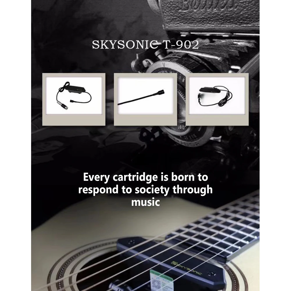 1 Set Skysonic T-902 Active Acoustic Guitar Pickup With Microphone Tone Colour Volume Control Soundhole Pickup System