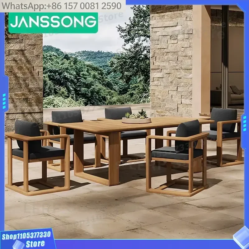 Patio Teak Outdoor Furniture Garden Set Hotel Outdoor Dinning Table and Chair Villa Patio Furniture Restaurant Outdoor