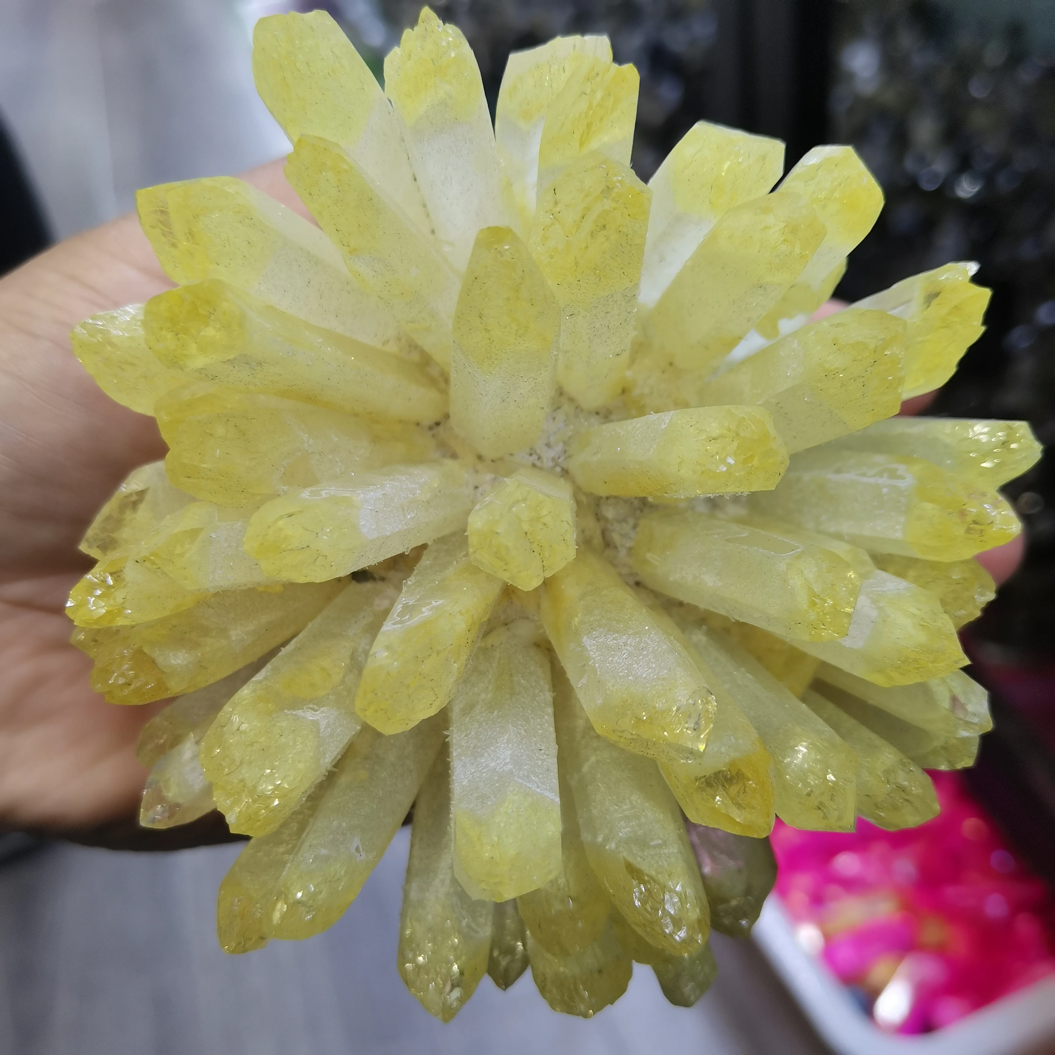 Natural  Yellow Phantom Quartz Crystal Cluster  Energy Mineral Specimen Healing Ornaments Home Decoration