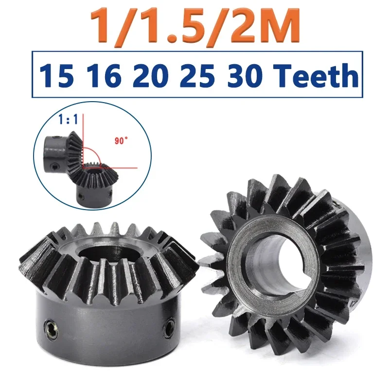 1pcs 1:1 Bevel Gear 1M/1.5M/2M 15 16 20 25 30 Teeth 90 Degrees Meshing Angle Steel Gears Finish Bore 5 6 8 10 12 14 15 16-30mm