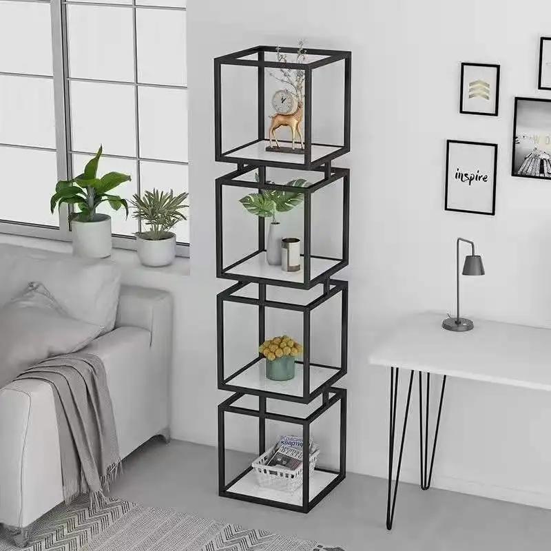 

Nordic light luxury wrought iron shelf floor-to-ceiling living room partition multi-layer bathroom storage rack flower stand E