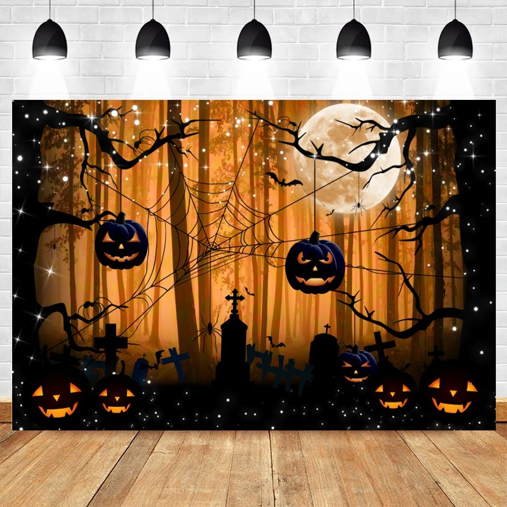 Фон для фотосъемки на Хэллоуин с ужасами луной тыквой ведьмой планшетом детской портретной фотосъемки на Хэллоуин Декор