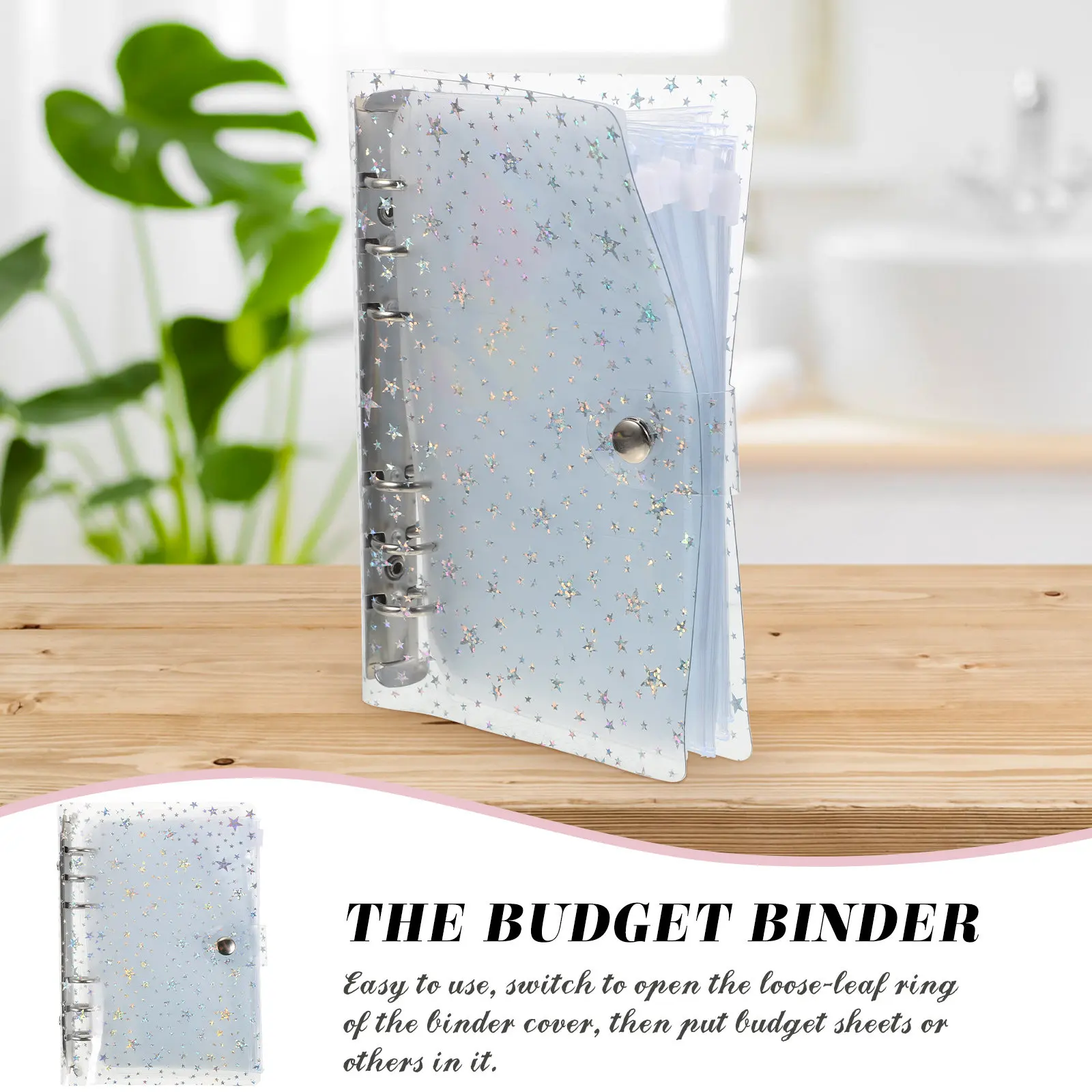 1Set Stylish Budget Binder Loose Leaf Money Saver Organizer with Pen Loops Cash Envelopes Budget Planner for Home Office Travel