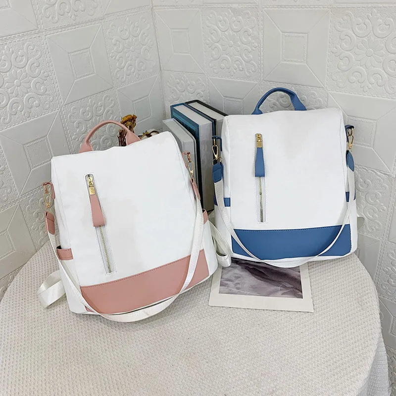 Backpack for women, new color blocked versatile women's backpack, large capacity college student outdoor fashion travel bag