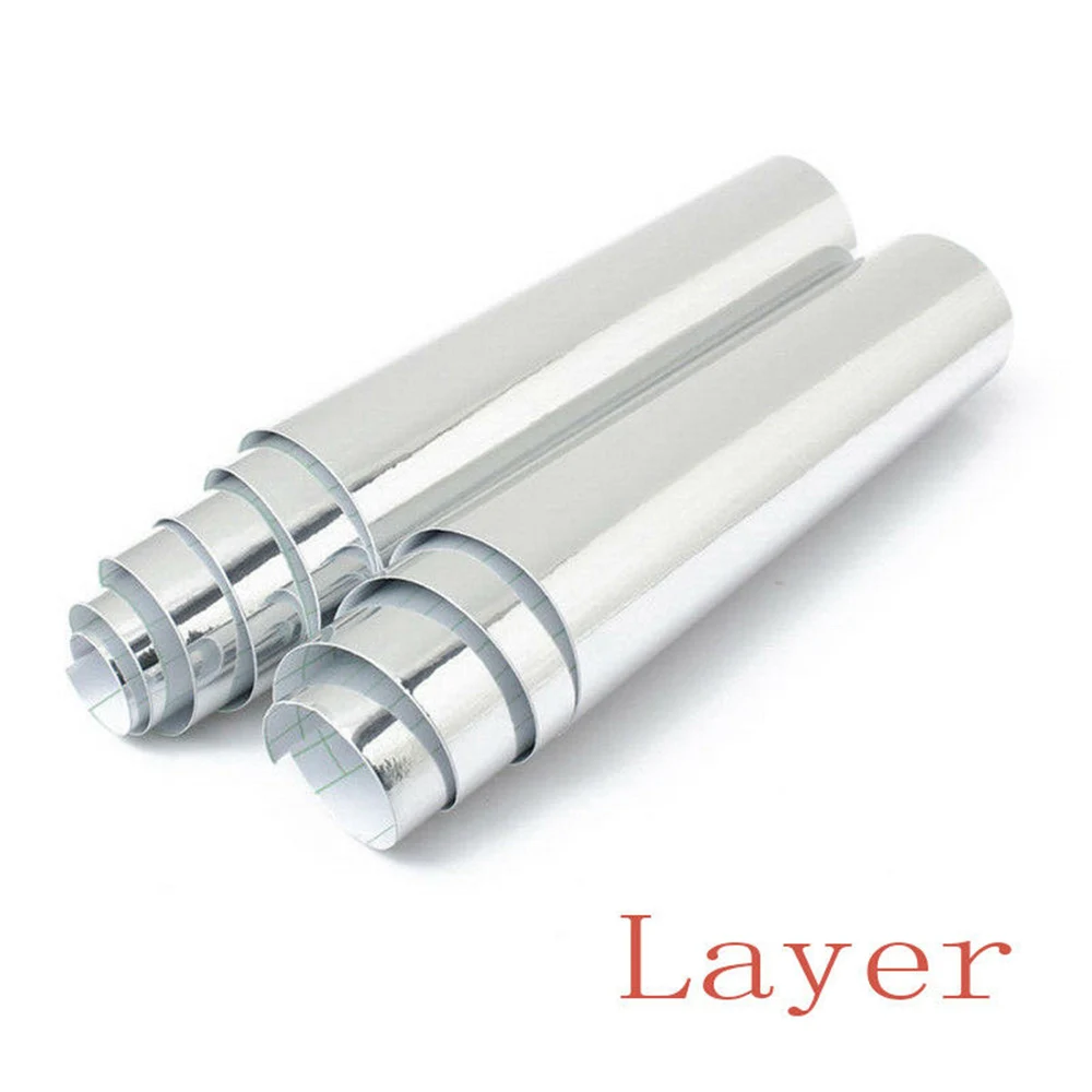 Argento cromato adesivo per auto specchio vinile avvolgere pellicola decalcomania impermeabile colore lucido auto moto pellicole adesivi 30*152cm