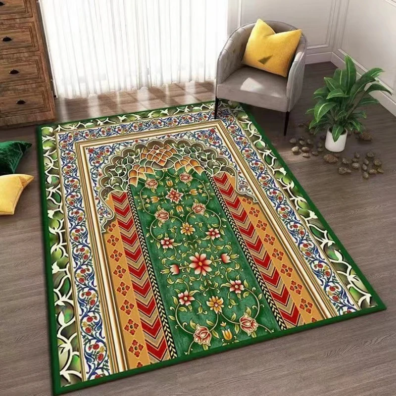 Household Worship Carpet Non-slip Kneeling Mat Crystal Velvet Prayer Carpet 80x120cm