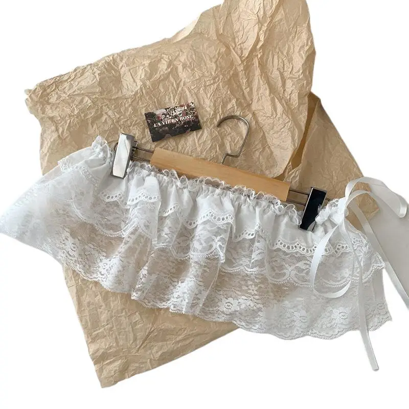 Modischer Spitzenrock mit unregelmäßigem Saum, weiße Blumen, Spitzen-Mesh-Halbrock für Damen, Sommerhose, Jeans-Dekorativer Saum – Detail 8