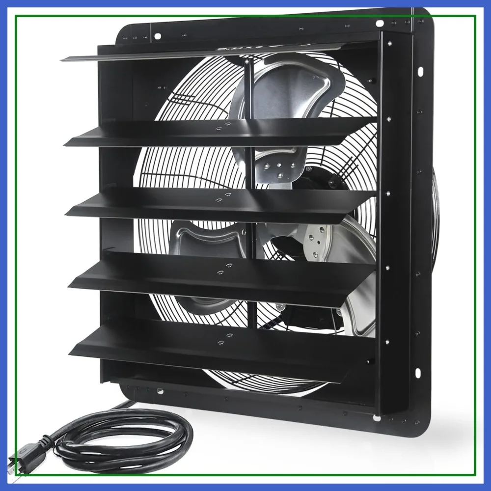 

20 Inch Wall Mounted Shutter Exhaust Fan, 3500CFM Ventilation Fan for Garage, Greenhouse, Attic, Shop, Chicken Coop, Black