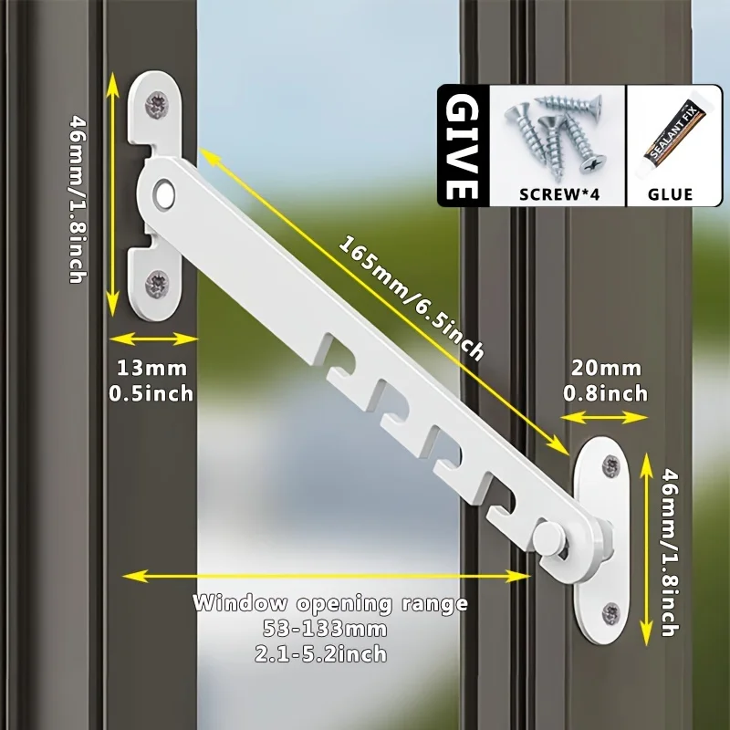 Adjustable Window Limiter, Adjustable Window Buckle Limiter, Window Tilt Adjuster Suitable for Swing Doors and Windows Aluminium