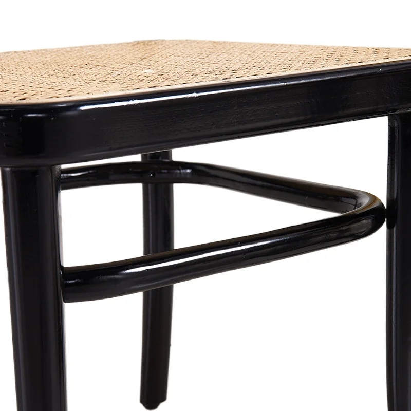 

Nordic rattan dining chair, solid wood medieval backrest, hotel dining table and chairs