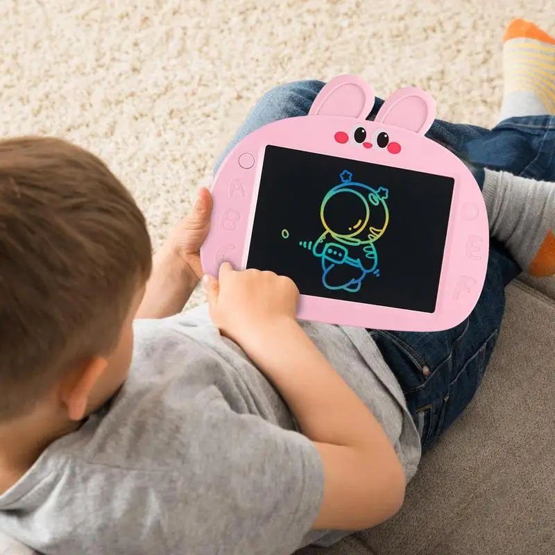 Kids Doodle Board Cute Rabbit Shape Electronic Writing Pad Road Trip Accessories LCD Doodle Board Tablet Toy For Learning And