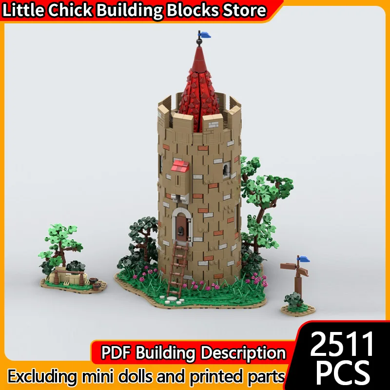 

Средневековый замок, модель MOC, строительные кирпичи, крепость, пищевая башня, модульная технология, детские праздничные подарки, сборные игрушки, костюм