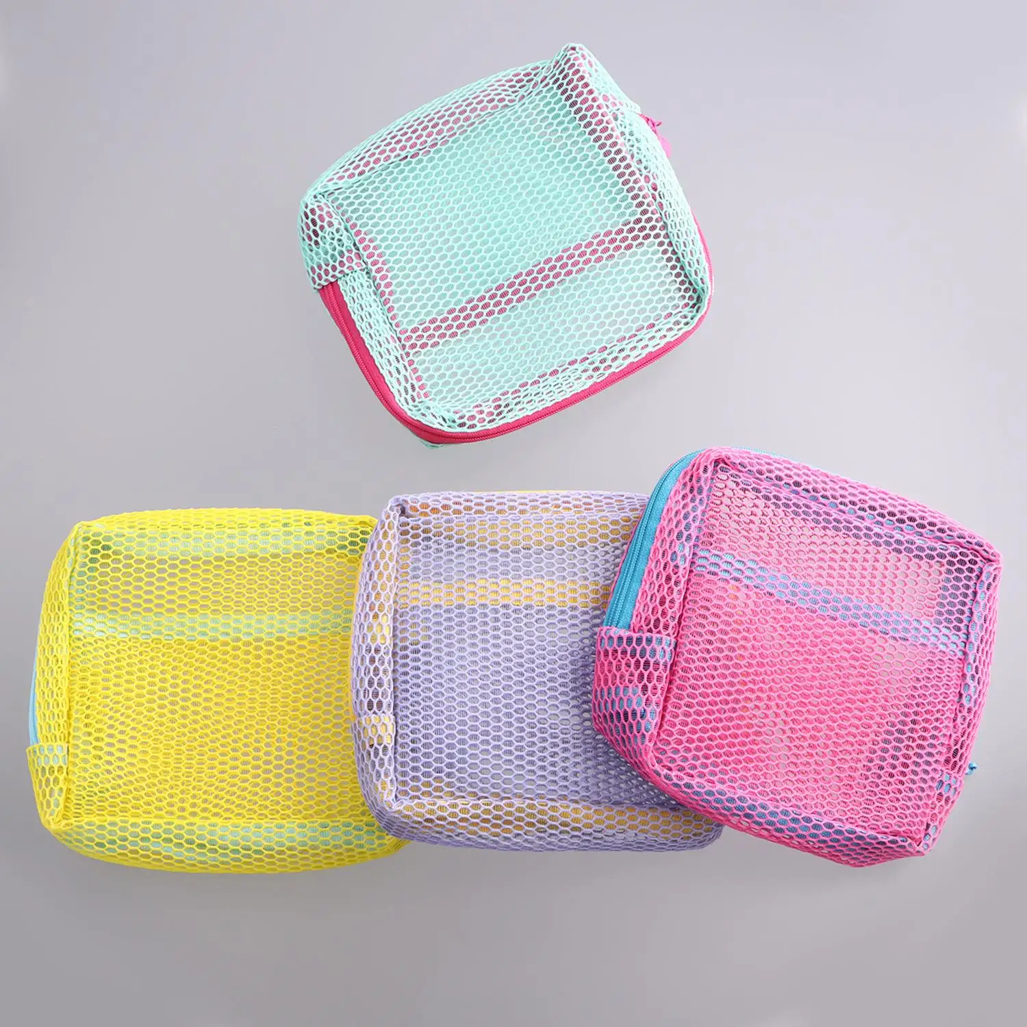 

Cute Mesh Square Cosmetic Bag Women Portable Earphones Lipstick Sanitary Napkins Storage Pouch Small Makeup Zipper Bags