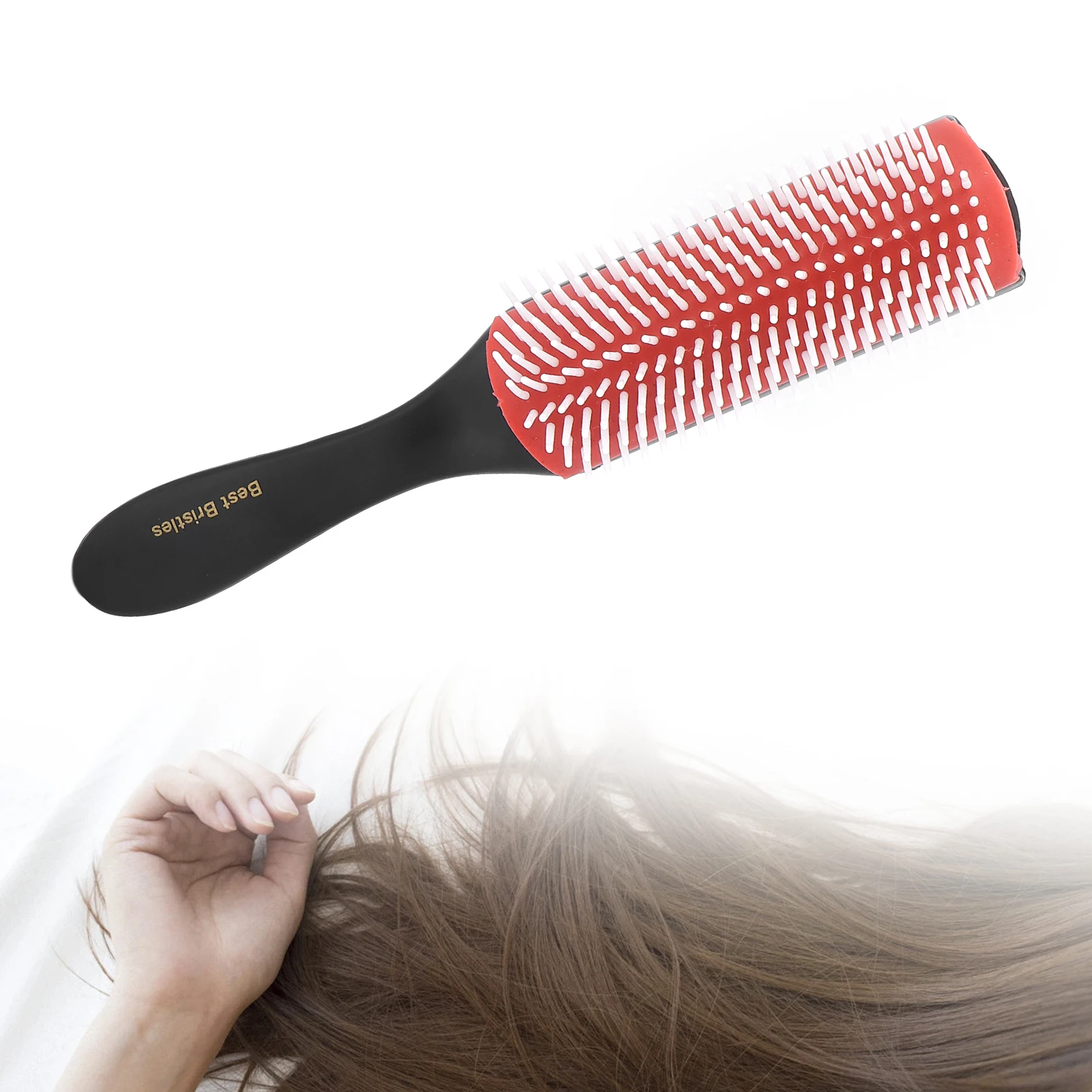 9‑row Rounded Comb Cushion Hair Styling Brush Salon Detachable Travel Curly Hair Detangling Brush