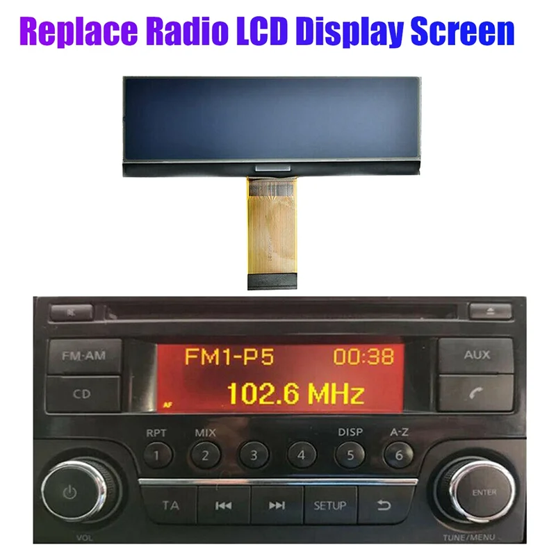 Reproductor de CD con Radio FM, pantalla LCD de repuesto para Nissan Juke, Qashqai, x-trail Frontier, Note, Navara, Suzuki, Equator