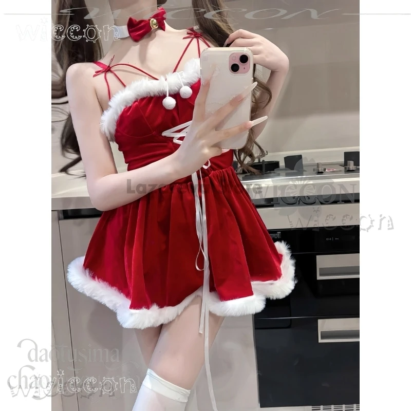 Halloween Carnaval Christmas Cute Sexy Bunny Girl Original Design Cosplay Velvet Red Dress Furry Kawaii Adults Outfits