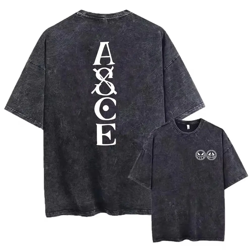

2026 Summer Y2k Retro Washed One Piece Cosplay Cotton T-shirt Men's Super Casual Cotton Short Sleeve Unisex Street Shirt