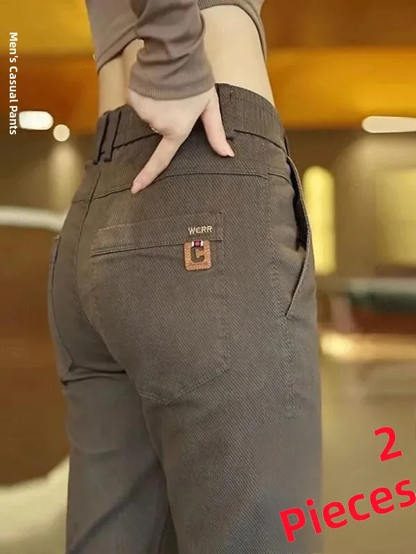 

Мужские облегающие повседневные брюки для рабочей одежды, весенне-осенние новые прямые свободные эластичные модные городские длинные брюки