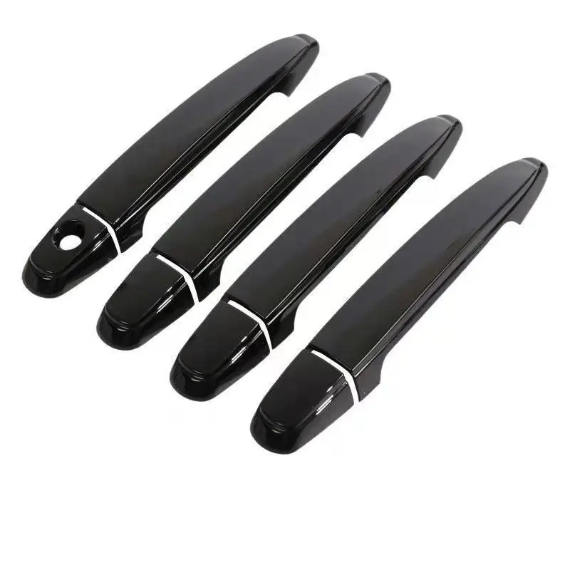 Para Toyota ISIS Platana 2004-2015, cubierta de manija de puerta cromada de fibra de carbono negro brillante, pegatina embellecedora superpuesta, accesorios de estilo