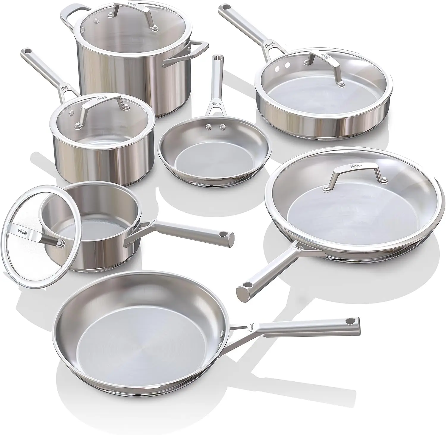 Stainless Steel Cookware 12 Piece Pots & Pans Set, All & Induction, Oven Safe to 600°F, Free, Commercial-Grade