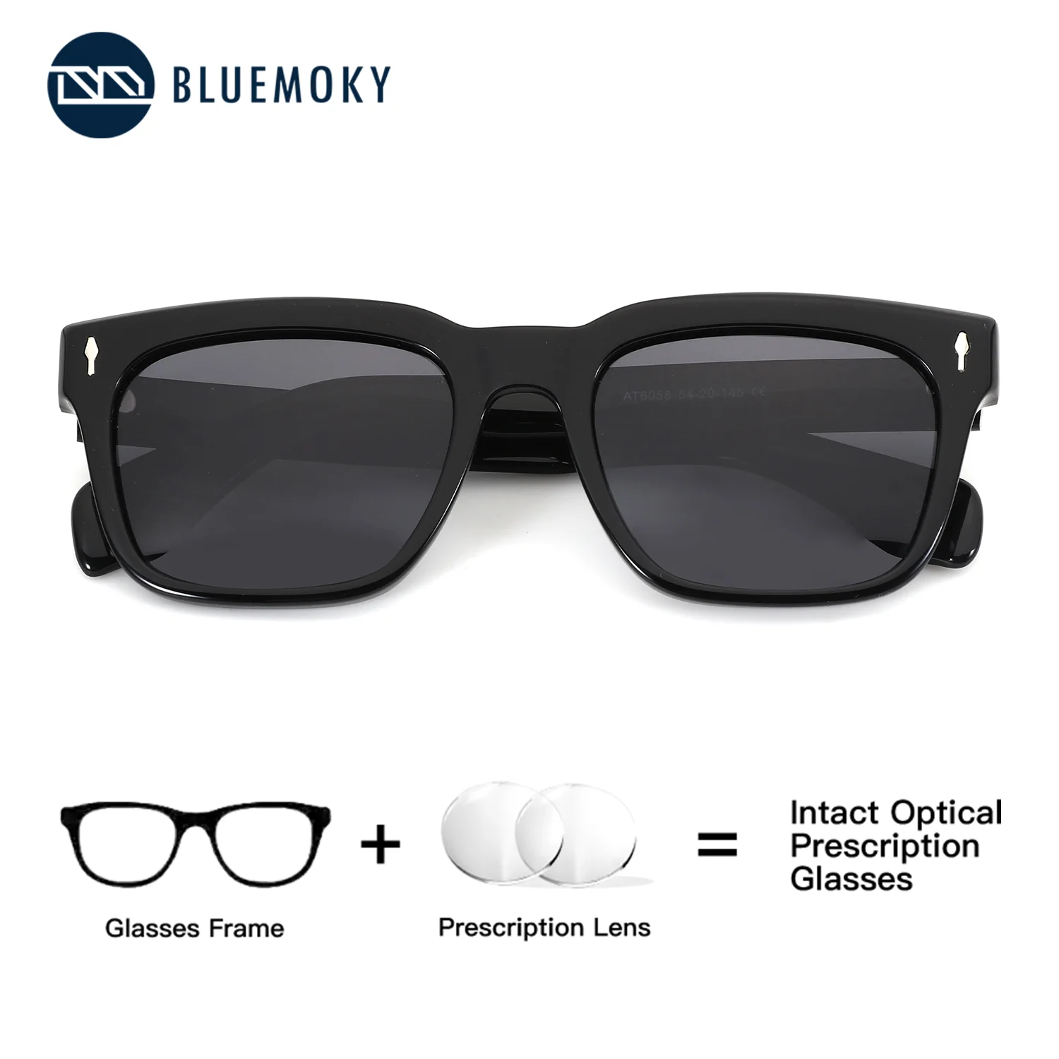 

BLUEMOKY Square Customized Prescription Sunglasses Men Acetate Progressive Myopia Correction Vision UV400 Protection Sun Glasses