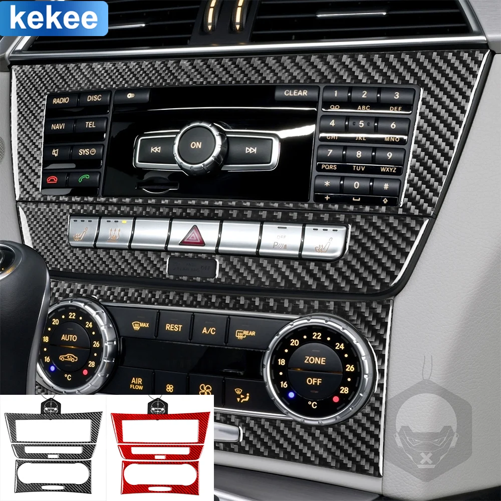 

For Mercedes Benz W204 C Class 2012 2013 2014 Center Control Panel Set Tuning Real Carbon Fiber Sticker Car Interior Accessories