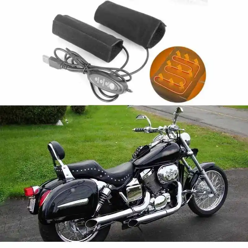 3 Gear Warmer Electric Heated Grip Cover Anti Vibration Anti Slip Fast Heating Kits 10 W Motorcycle Heated Handgrips 5V 2A USB view 2