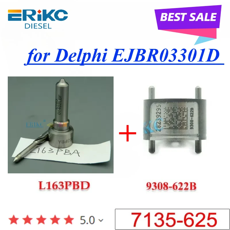 

EJBR03301D Nozzle L163PBD + 9308-622B Common Rail Injector Valve Repair Kit 7135-625 for Delphi JMC Transit 2.8L 4JB1TCI