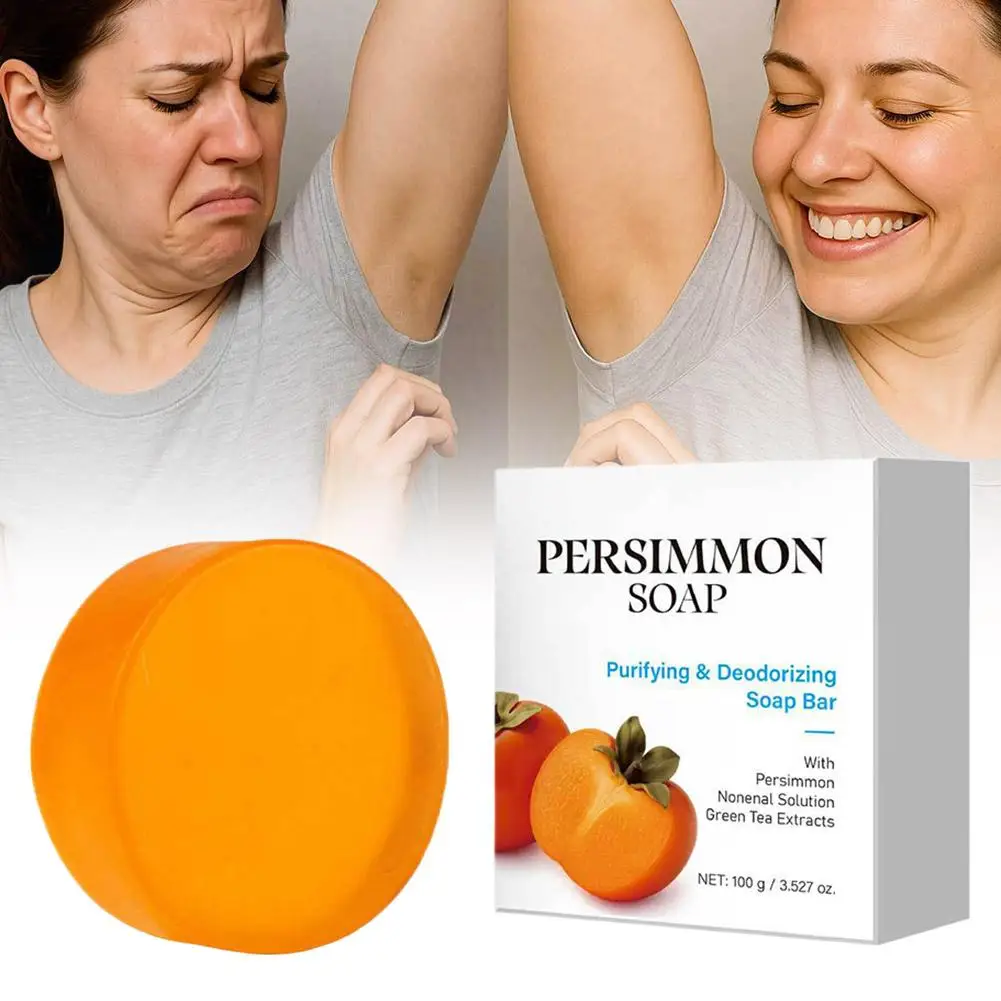 Persimmon Soap Bar for Body Odor Persimmon and Green Tea Extract Unisex Gentle on All Skin Types Natural Body Odor Soap