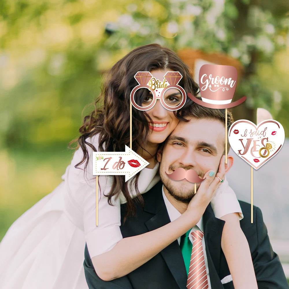 Wedding Decorations Bride to Be Paper Photo Booth Props Rose Gold  Just Married Photo Frame Bridal Shower Bachelorette Party