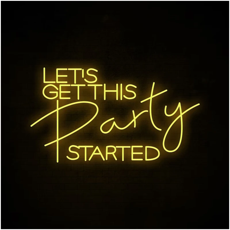 Let's Party LED 네온 사인, 파티 별 LED 네온 라이트 램프, 방 장식용 야간 조명, 빛나는 네온 사인