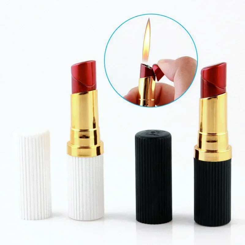 Mini Lipstick Butane Lighter for Women Open Fire Inflatable Cute Personalized Smoking Accessory Girl Gift