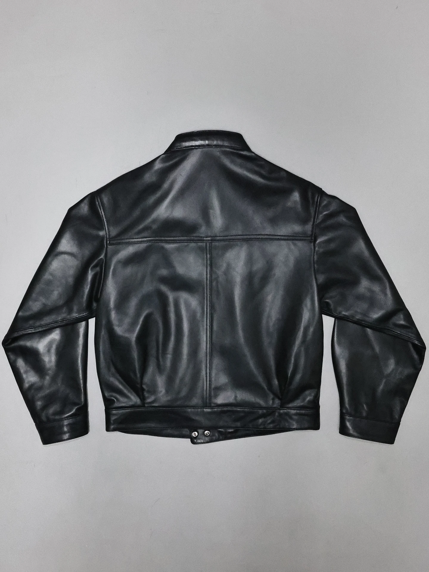 女性用第一層羊革ジャケット、ルーズショートスタンドカラーワークウェア、モーターサイクルバイカー用本革ジャケット、アウターウェア