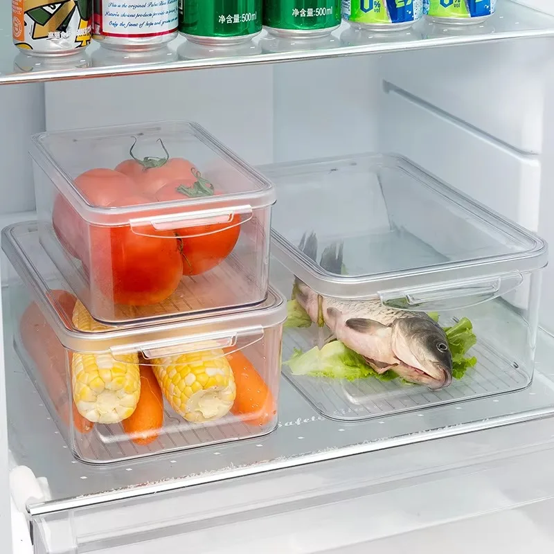 Hot Sales Kitchen Stackable PET Refrigerator Organizer Bins zer Food Storage Container Transparent Durable Storage Box