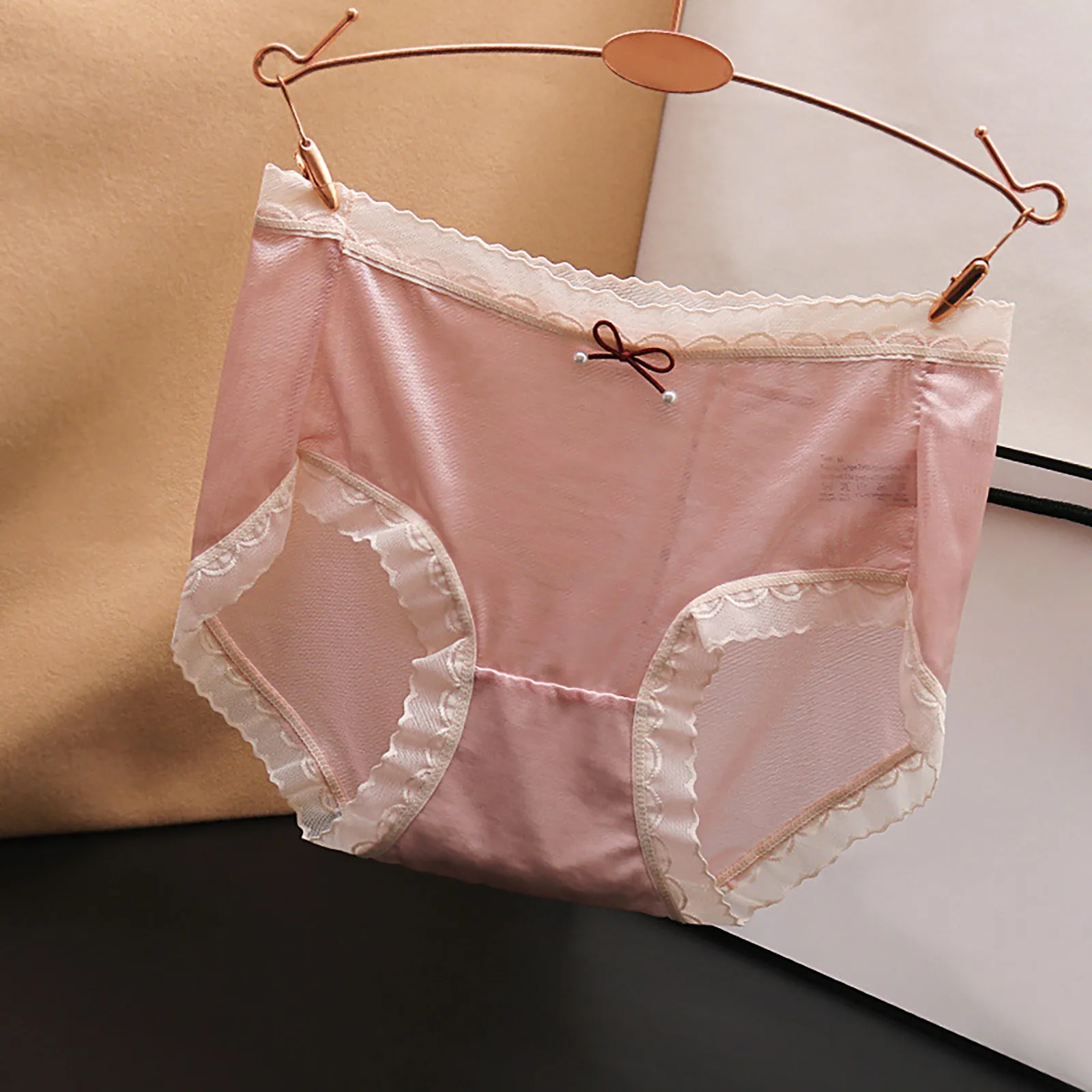 Seamless Cotton Breathable Briefs Women's Underwear High Waist Lace Briefs Solid Color Cotton Crotch Underwear Soft Thin Panties