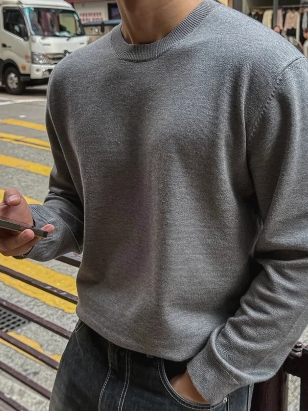 

Мужской тонкий вязаный свитер American Slim Fit с длинными рукавами из мягкой модальной шерсти, повседневный, удобный, дышащий