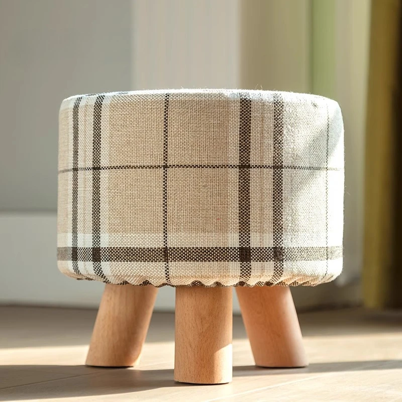 Solid Wood Round Shoe Detachable for Washing Footrest Hallway Ottoman Office Footrest Stools Ottomans Living Room Furniture