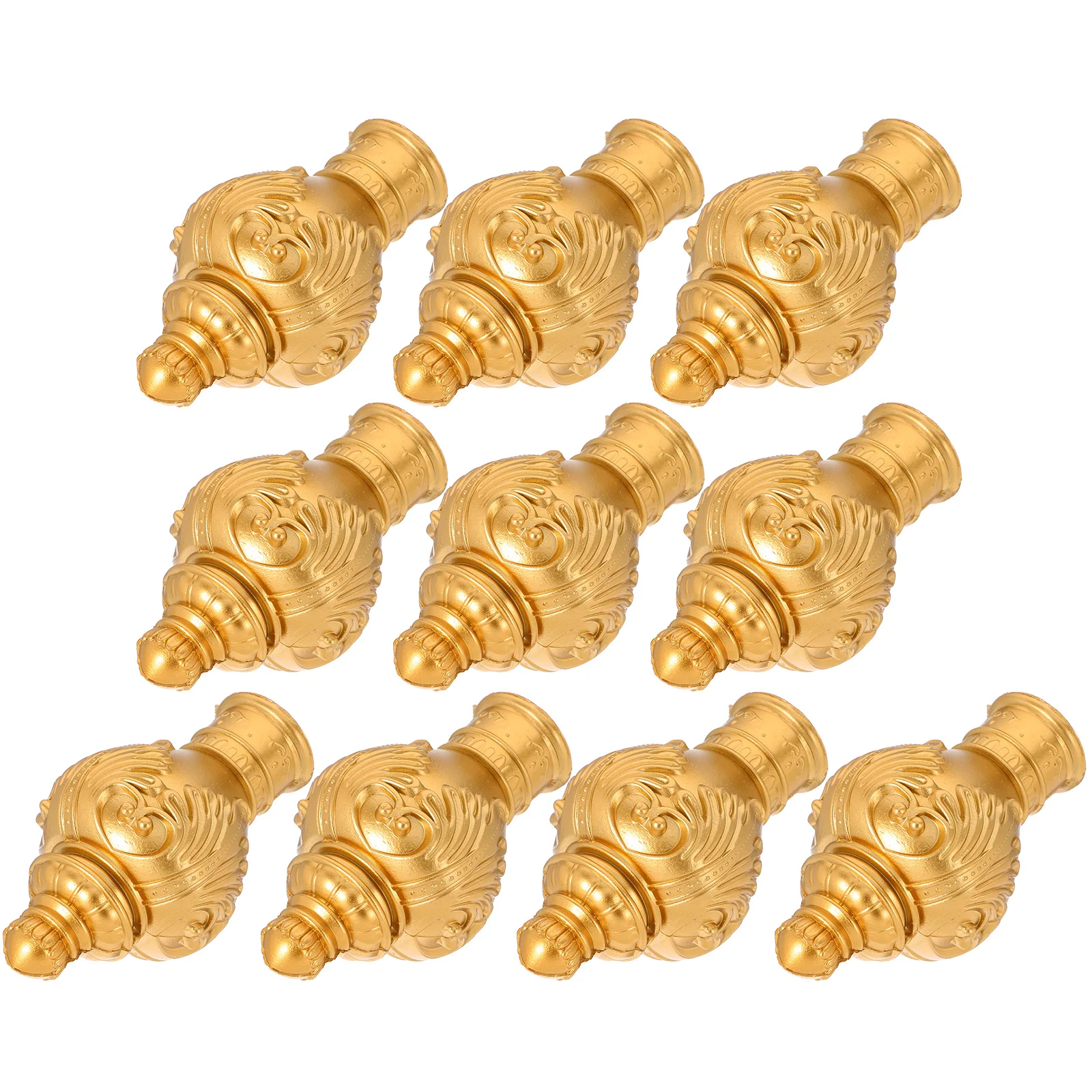 

10Pcs Plastic Curtain Pole Finials Gold Roman Decorative Ends for 26-28Mm Rods Vintage Curtain Rod End Caps Closet Pole End Caps