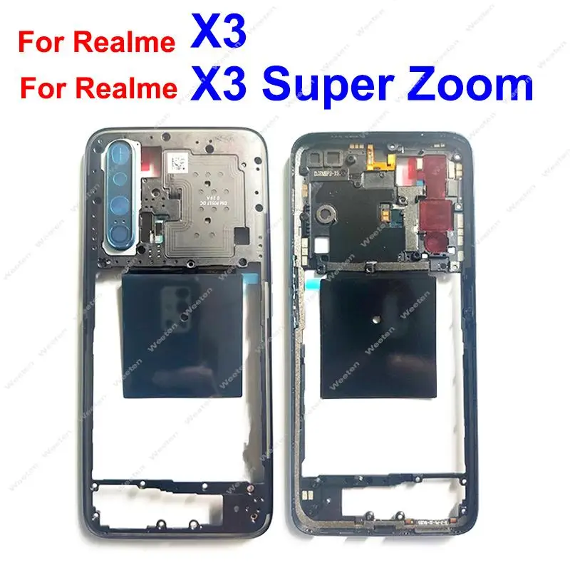 

Корпус средней рамки для Realme X3 X3Super Zoom 5G RMX2142 2081 2085, рамка средней рамки с боковой кнопкой NFC, крышка объектива