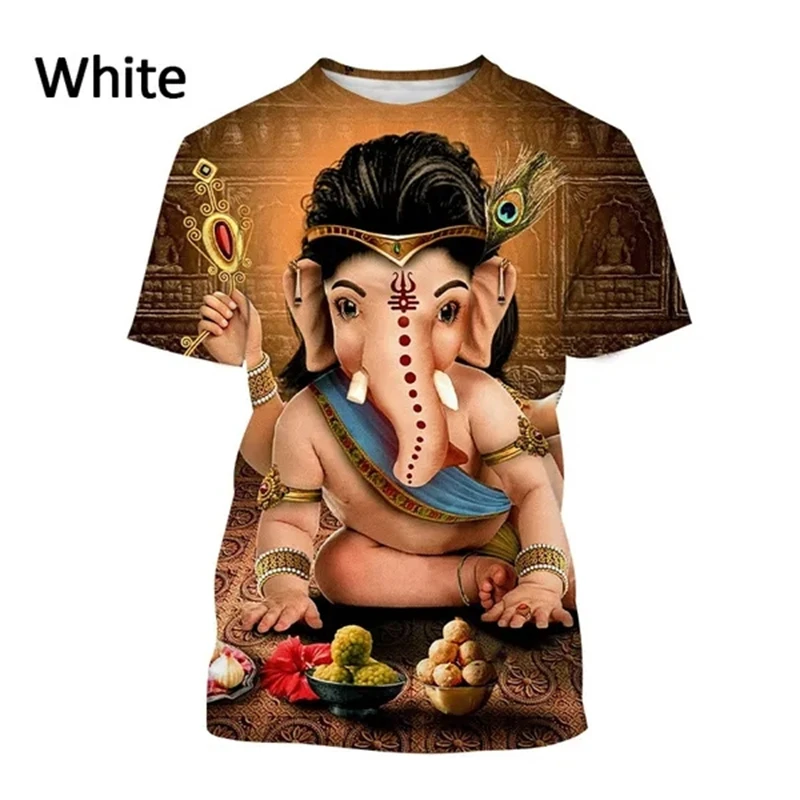 Newest Hot Sale Indian Myth Ganesha 3D Printed T-shirt Men\'s Summer O-neck T Shirt Casual Hindu Elephant Print Short Sleeve Tops