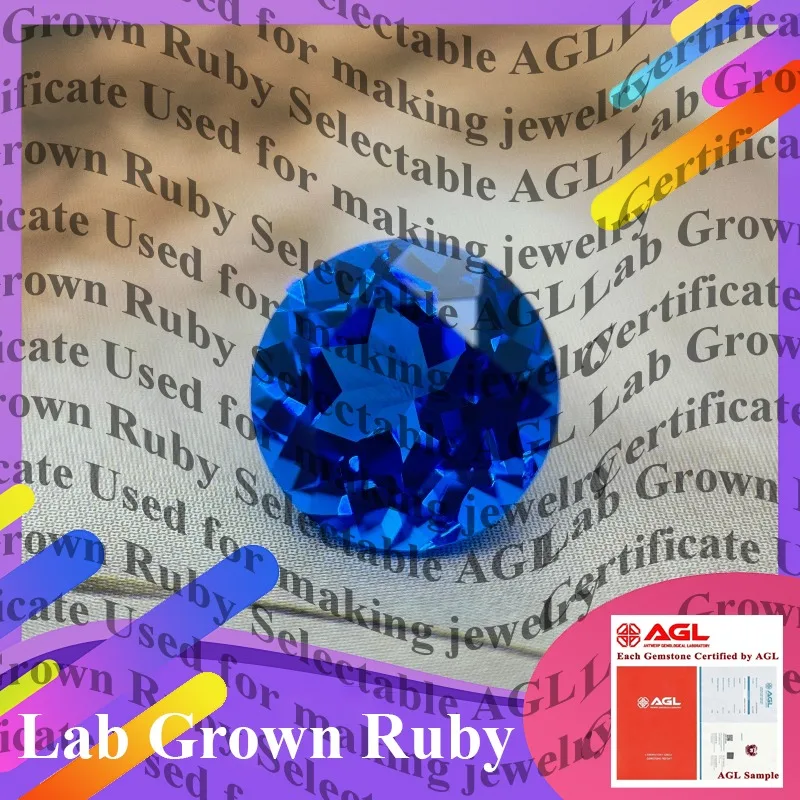 

Top Lab Grown Cobalt Spinel Round Shape Gemstone For DIY Jewelry Making Rings Pendant Materials Selectable AGL Certificate
