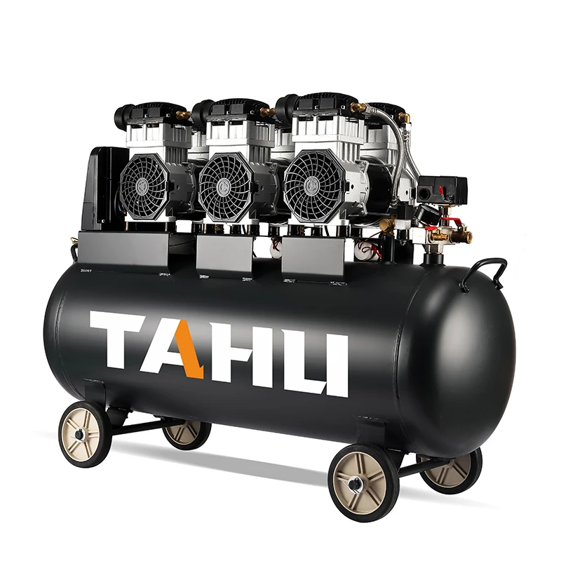 น้ํามันฟรีเครื่องอัดอากาศ 150 ลิตรเสียงต่ําน้ํามันฟรีเครื่องอัดอากาศเงียบ 150l 1440 Rpm 4500w 6hp 220V